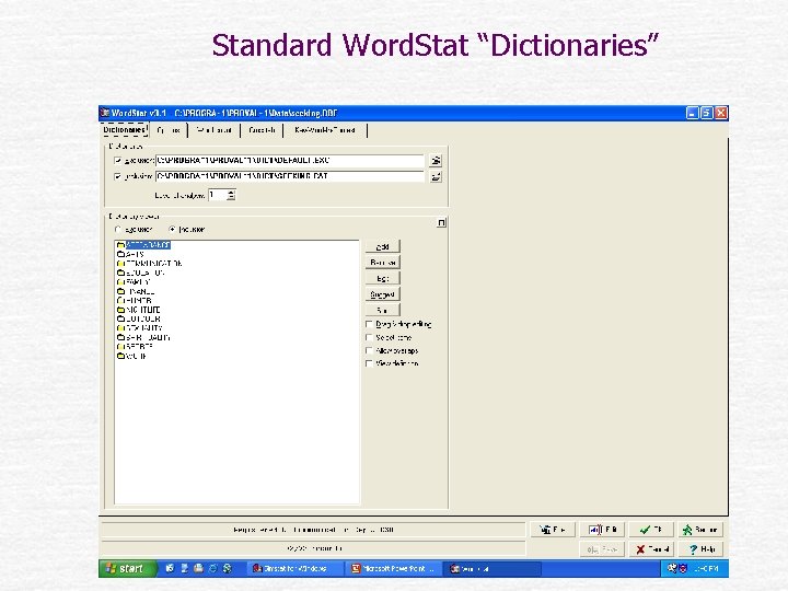 Standard Word. Stat “Dictionaries” 