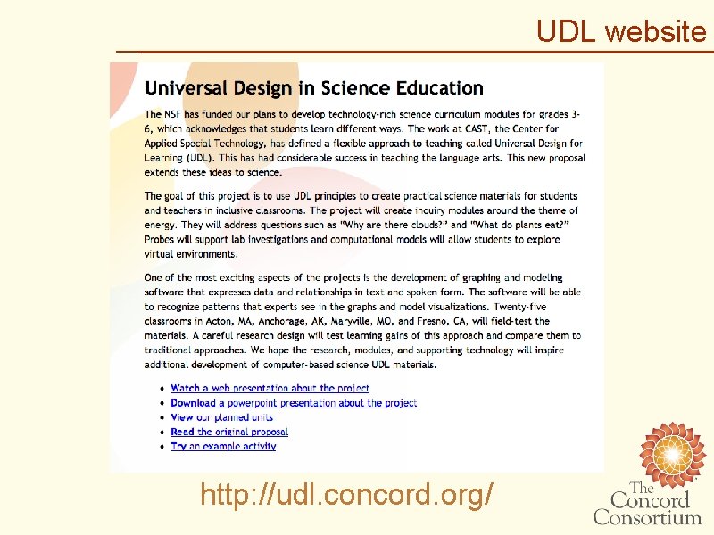 UDL website http: //udl. concord. org/ 