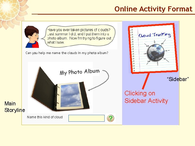 Online Activity Format Can you help me name the clouds in my photo album?