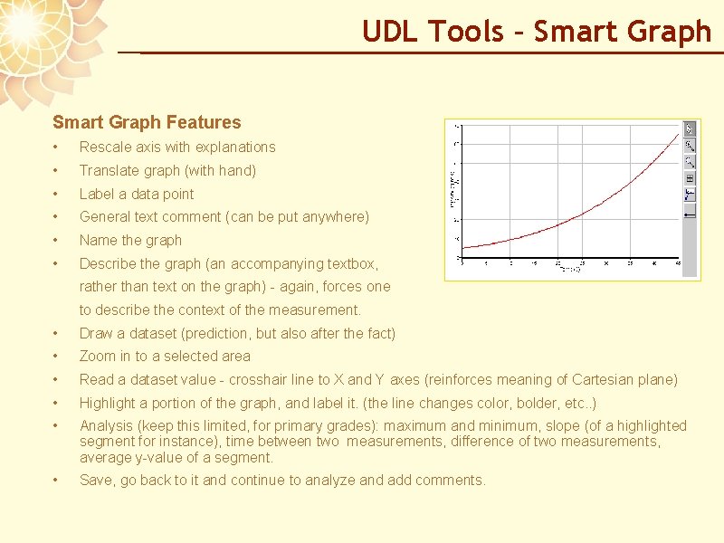 UDL Tools – Smart Graph Features • Rescale axis with explanations • Translate graph