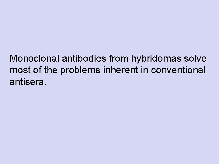 Monoclonal antibodies from hybridomas solve most of the problems inherent in conventional antisera. 