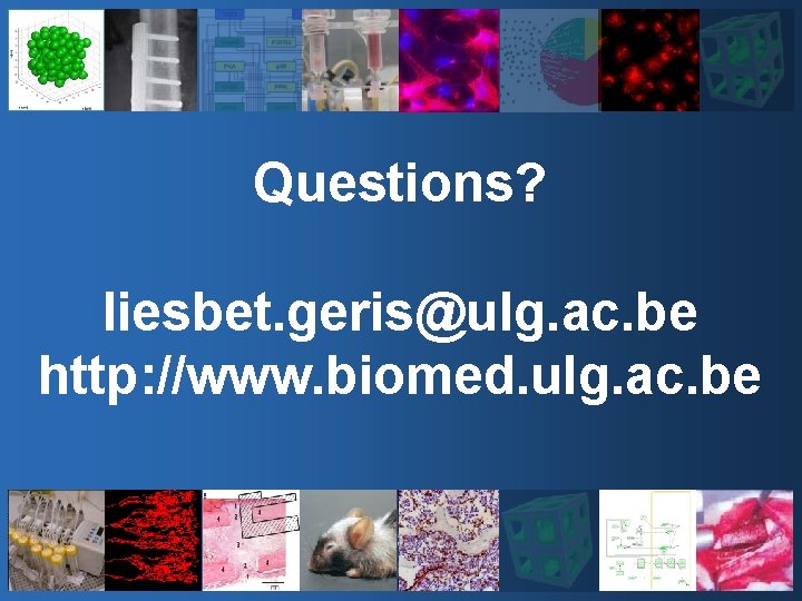 Questions? liesbet. geris@ulg. ac. be http: //www. biomed. ulg. ac. be 