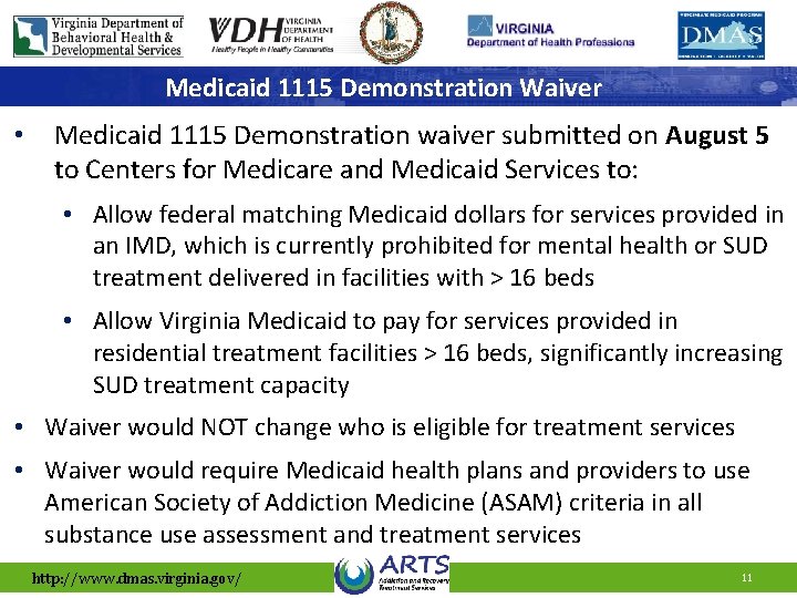 Medicaid 1115 Demonstration Waiver • Medicaid 1115 Demonstration waiver submitted on August 5 to