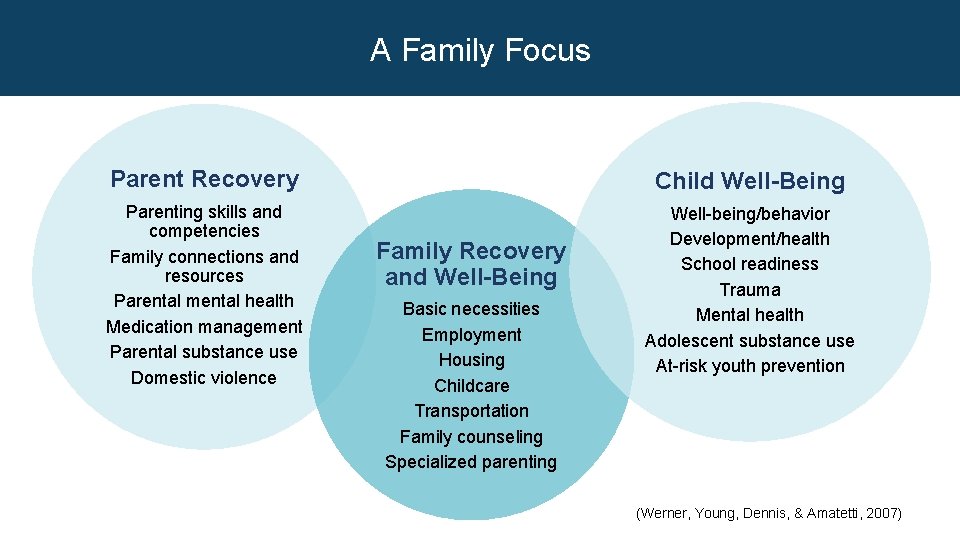 A Family Focus Parent Recovery Child Well-Being Parenting skills and competencies Family connections and