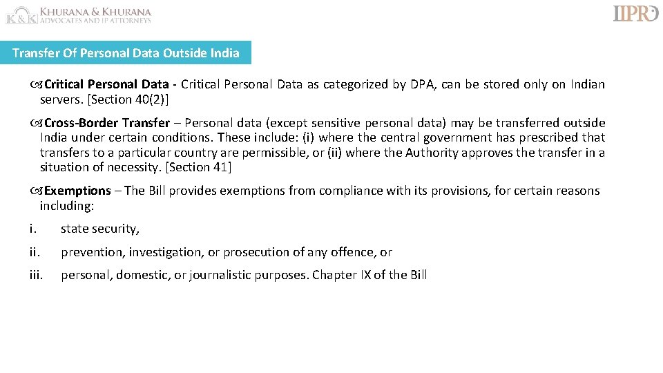 Transfer Of Personal Data Outside India Critical Personal Data - Critical Personal Data as