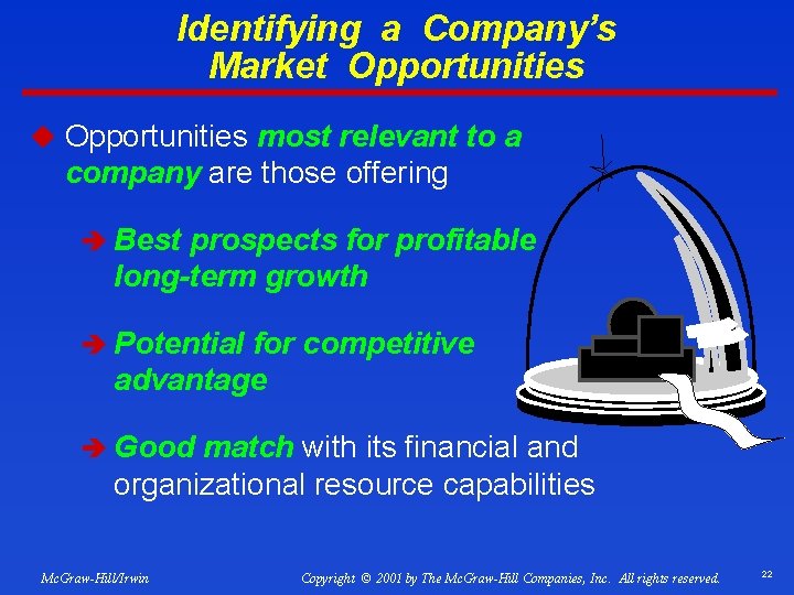 Identifying a Company’s Market Opportunities u Opportunities most relevant to a company are those