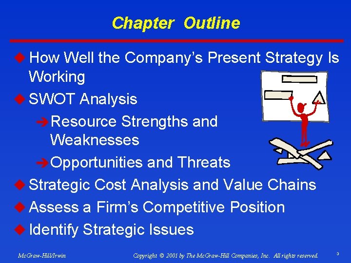 Chapter Outline u How Well the Company’s Present Strategy Is Working u SWOT Analysis