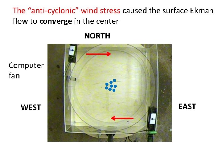 The “anti-cyclonic” wind stress caused the surface Ekman flow to converge in the center