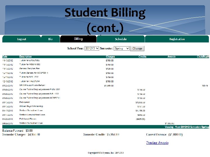 Student Billing (cont. ) 