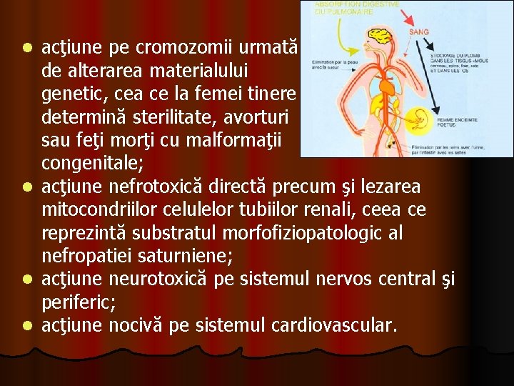 l l acţiune pe cromozomii urmată de alterarea materialului genetic, cea ce la femei