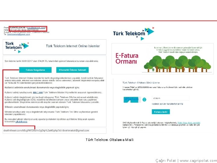 Türk Telekom Oltalama Maili Çağrı Polat | www. cagripolat. com 