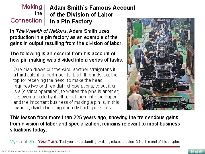 Making the Connection Adam Smith’s Famous Account of the Division of Labor in a