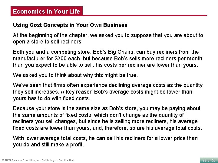 Economics in Your Life Using Cost Concepts in Your Own Business At the beginning