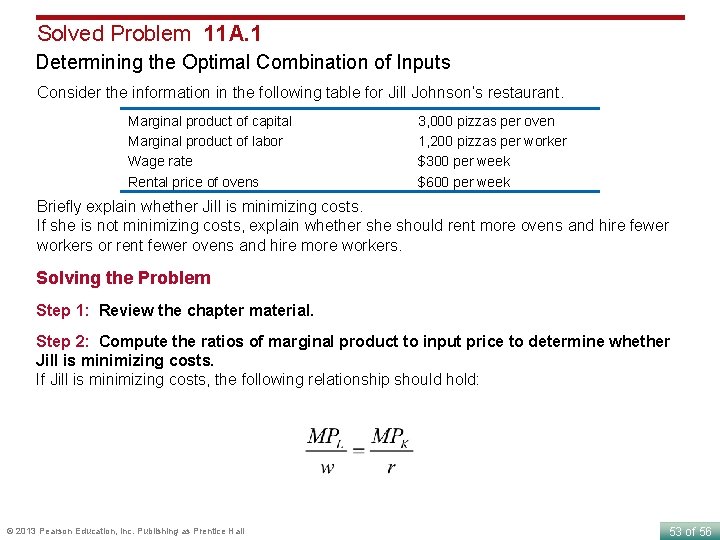 Solved Problem 11 A. 1 Determining the Optimal Combination of Inputs Consider the information