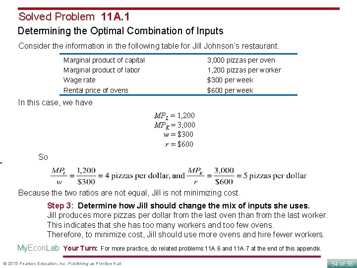 Solved Problem 11 A. 1 Determining the Optimal Combination of Inputs Consider the information