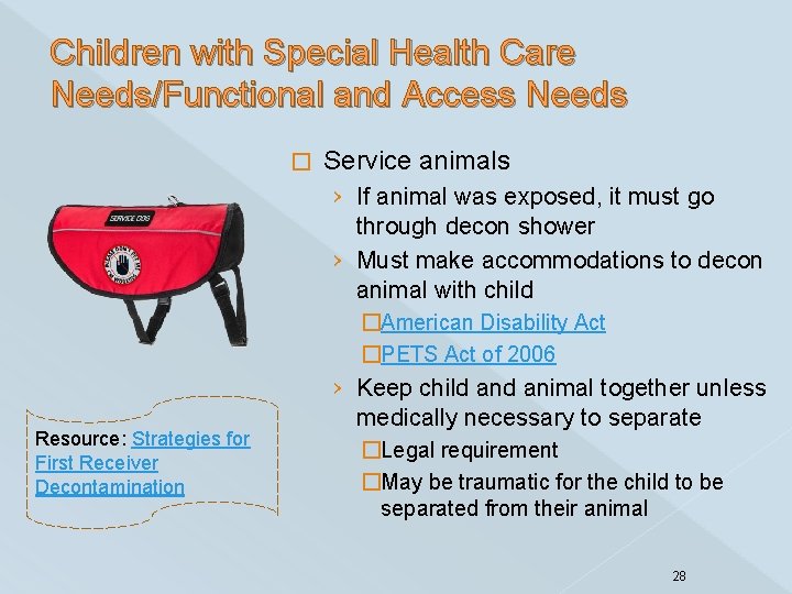 Children with Special Health Care Needs/Functional and Access Needs � Resource: Strategies for First