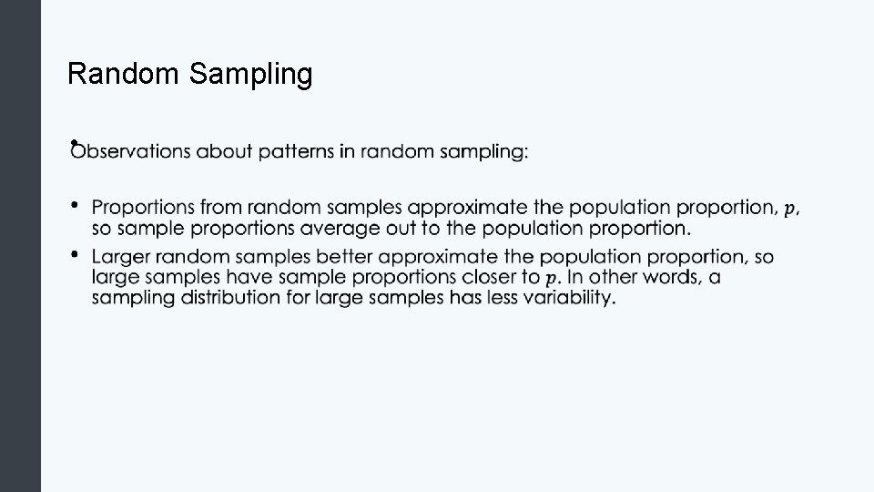 Random Sampling • Random Sampling •