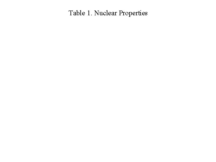 Table 1. Nuclear Properties 