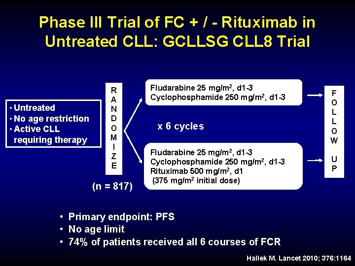 Phase III Trial of FC + / - Rituximab in Untreated CLL: GCLLSG CLL