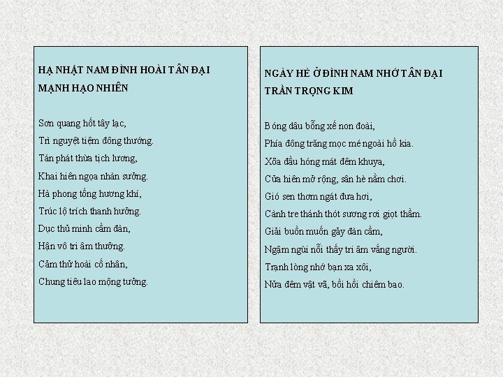 HẠ NHẬT NAM ÐÌNH HOÀI T N ÐẠI NGÀY HÈ Ở ÐÌNH NAM NHỚ