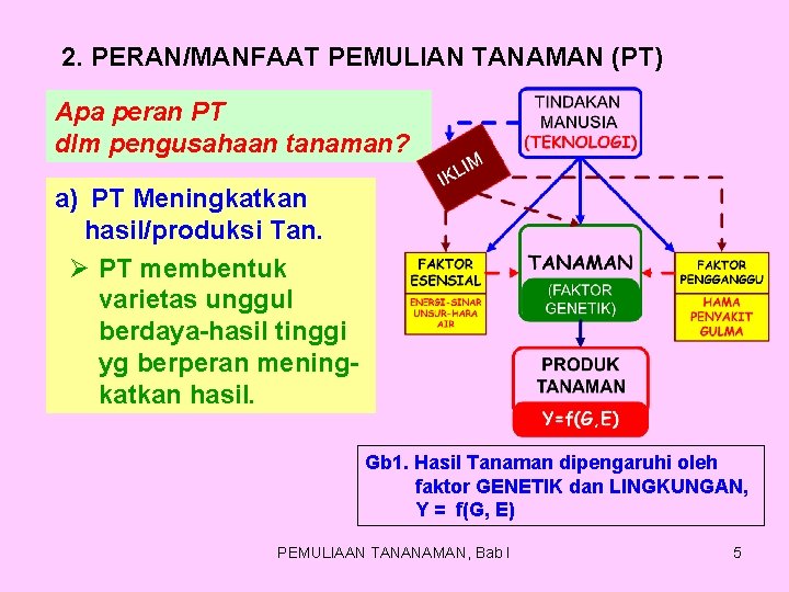 2. PERAN/MANFAAT PEMULIAN TANAMAN (PT) Apa peran PT dlm pengusahaan tanaman? a) PT Meningkatkan 2. PERAN/MANFAAT PEMULIAN TANAMAN (PT) Apa peran PT dlm pengusahaan tanaman? a) PT Meningkatkan