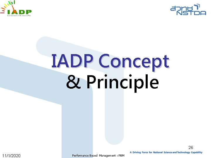 IADP Concept & Principle 26 11/1/2020 Performance Based Management : PBM 