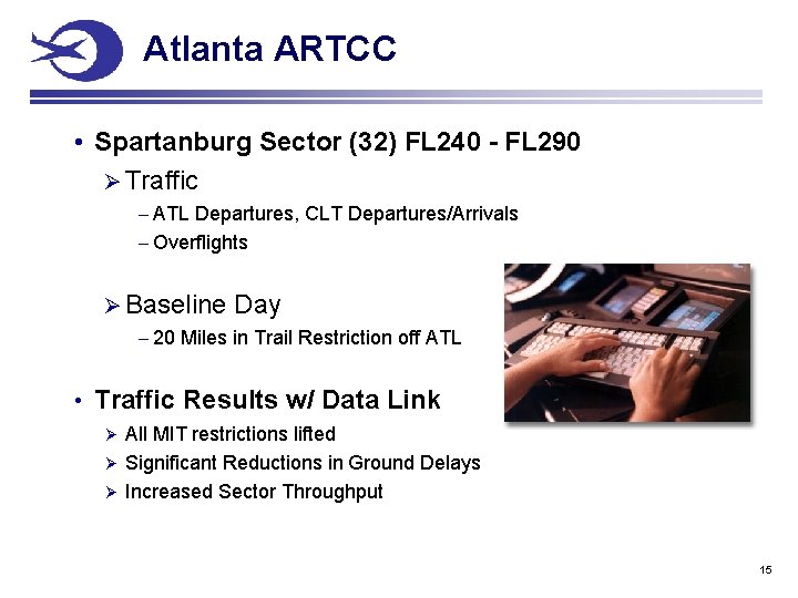 Atlanta ARTCC • Spartanburg Sector (32) FL 240 - FL 290 Ø Traffic –