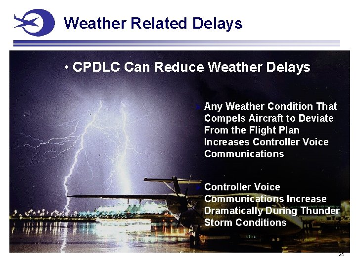 Weather Related Delays • CPDLC Can Reduce Weather Delays Ø Any Weather Condition That