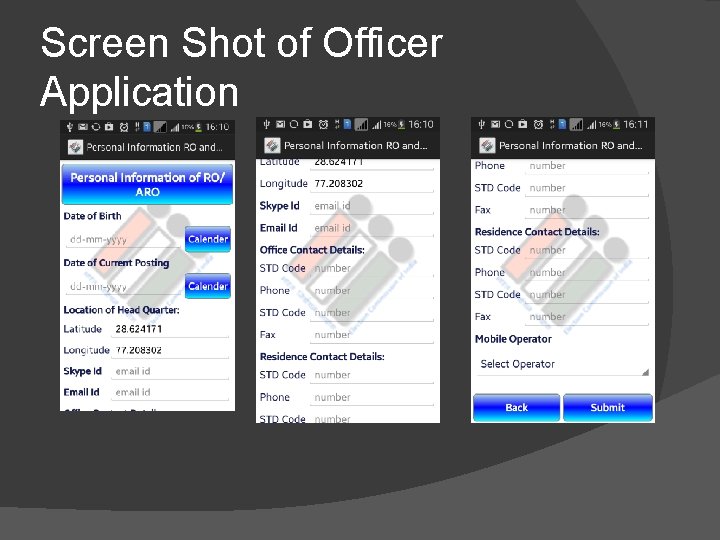 Screen Shot of Officer Application 