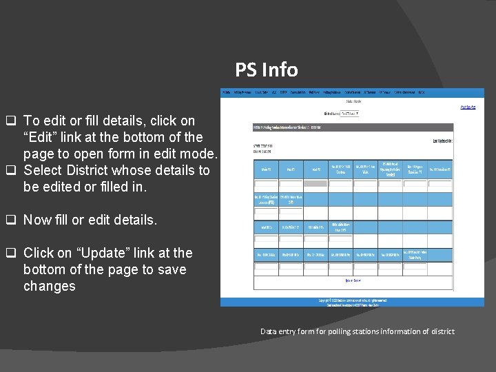 PS Info q To edit or fill details, click on “Edit” link at the