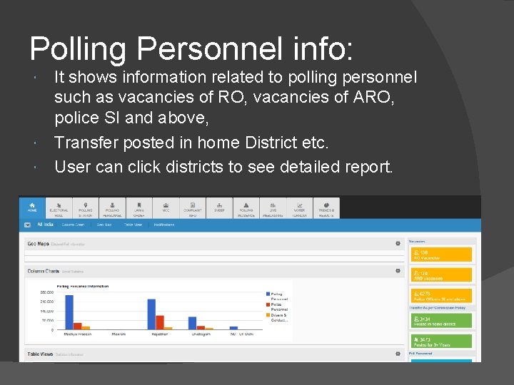 Polling Personnel info: It shows information related to polling personnel such as vacancies of