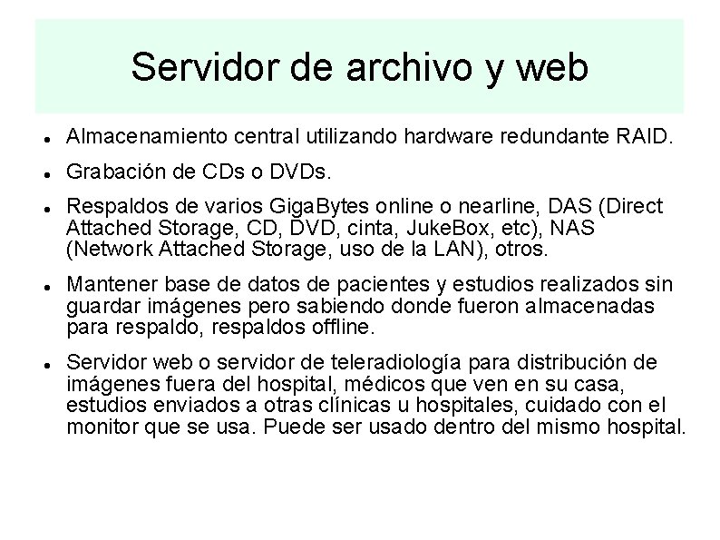 Servidor de archivo y web Almacenamiento central utilizando hardware redundante RAID. Grabación de CDs