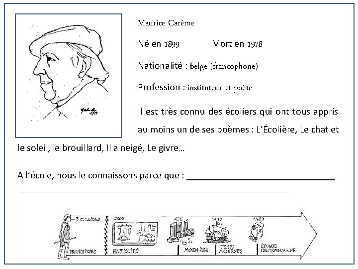 Maurice Carême Né en 1899 Mort en 1978 Nationalité : belge (francophone) Profession :