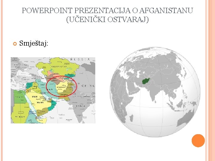 POWERPOINT PREZENTACIJA O AFGANISTANU (UČENIČKI OSTVARAJ) Smještaj: 