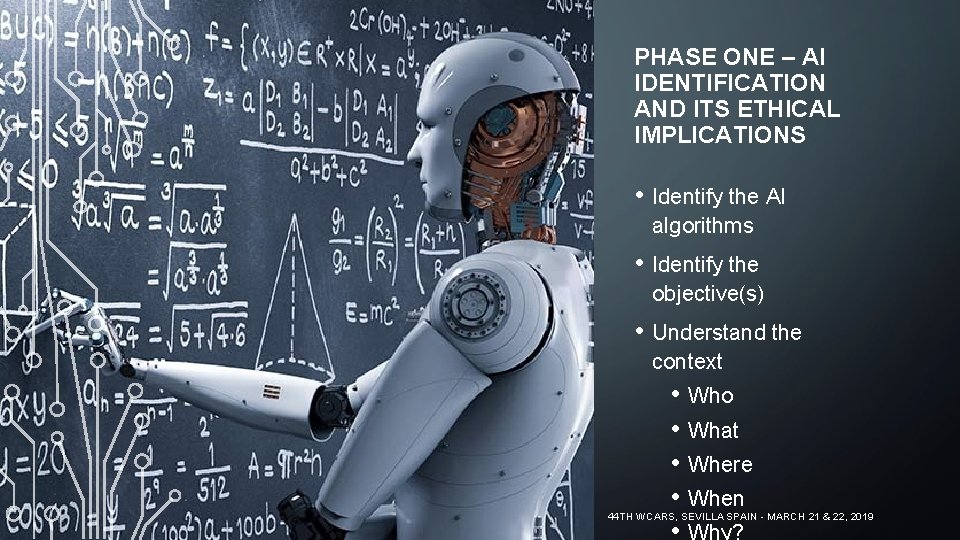 PHASE ONE – AI IDENTIFICATION AND ITS ETHICAL IMPLICATIONS • Identify the AI algorithms