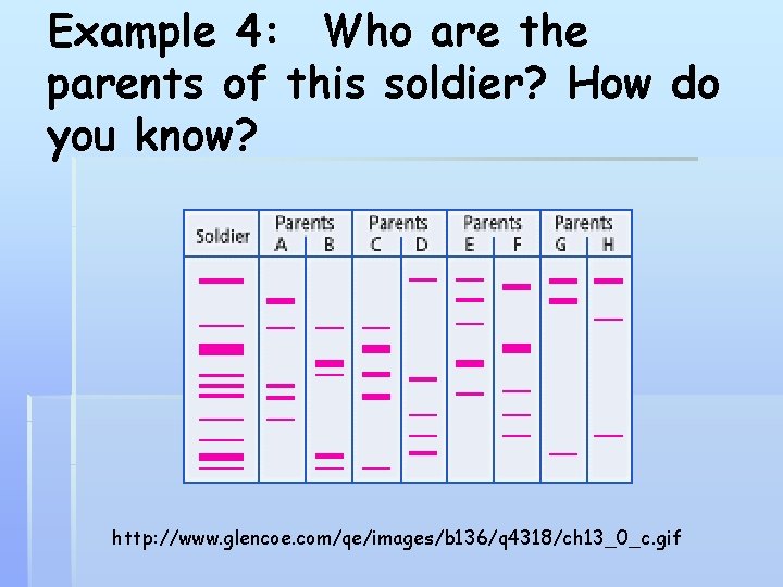 Example 4: Who are the parents of this soldier? How do you know? http: