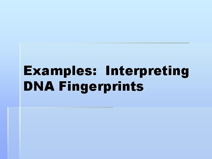 Examples: Interpreting DNA Fingerprints 