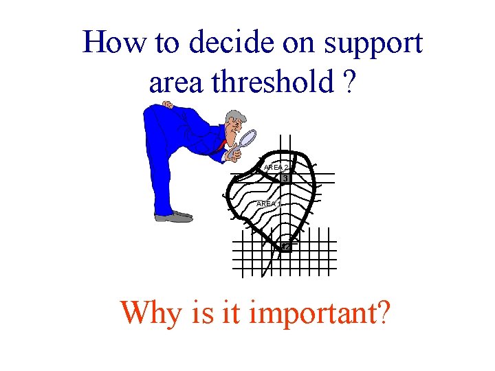 How to decide on support area threshold ? AREA 2 3 AREA 1 12
