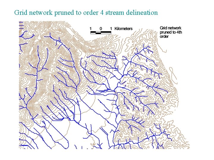 Grid network pruned to order 4 stream delineation 