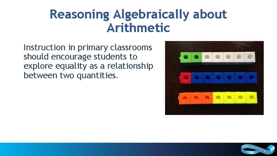 Reasoning Algebraically about Arithmetic Instruction in primary classrooms should encourage students to explore equality