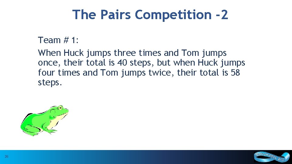 The Pairs Competition -2 Team # 1: When Huck jumps three times and Tom