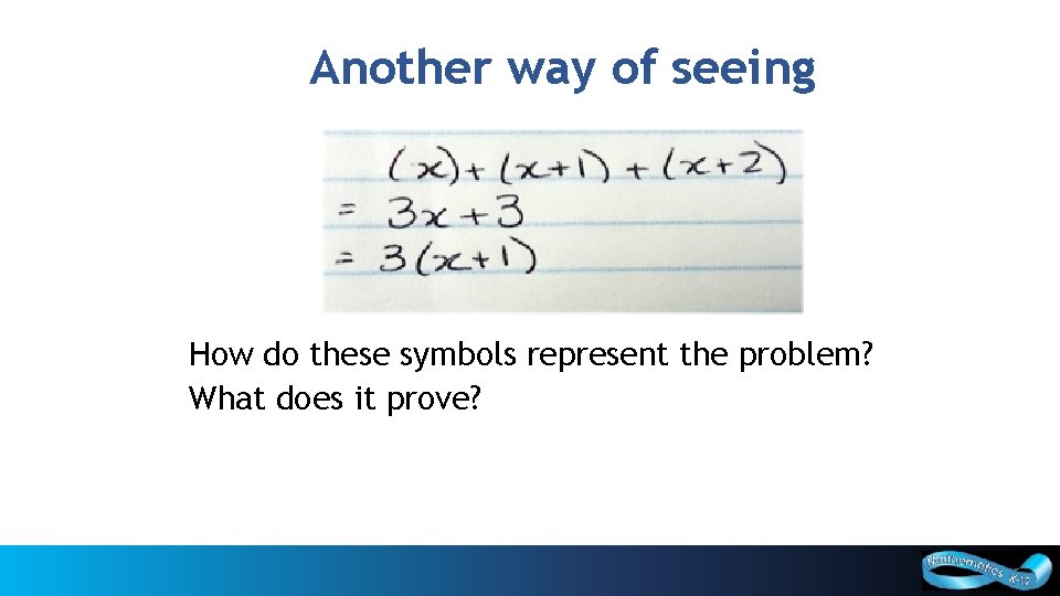 Another way of seeing How do these symbols represent the problem? What does it