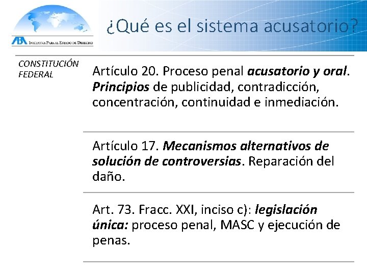 ¿Qué es el sistema acusatorio? CONSTITUCIÓN FEDERAL Artículo 20. Proceso penal acusatorio y oral.