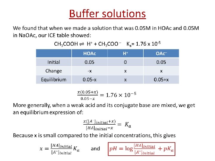 Buffer solutions • 