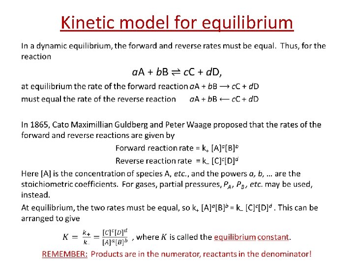 Kinetic model for equilibrium • 