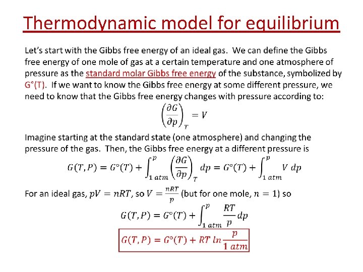 Thermodynamic model for equilibrium • 