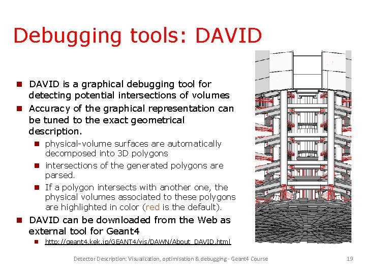 Debugging tools: DAVID is a graphical debugging tool for detecting potential intersections of volumes