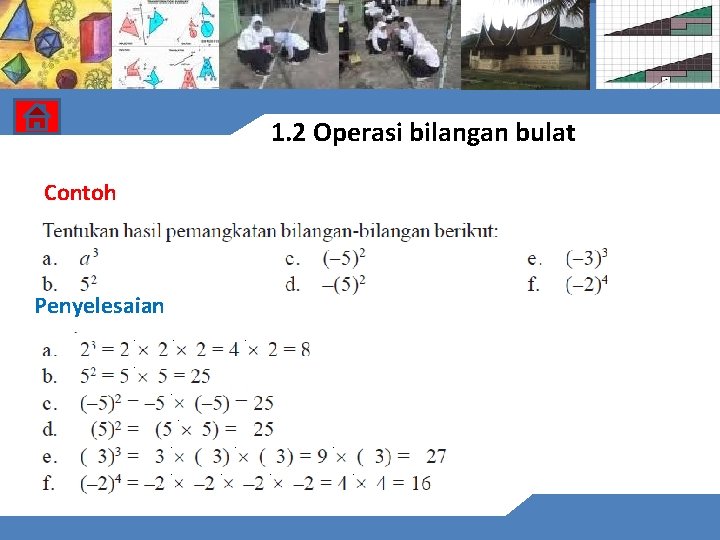 1. 2 Operasi bilangan bulat Contoh Penyelesaian 