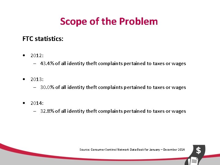 Scope of the Problem FTC statistics: • 2012: – 43. 4% of all identity