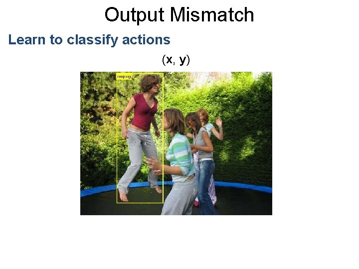 Output Mismatch Learn to classify actions (x, y) 